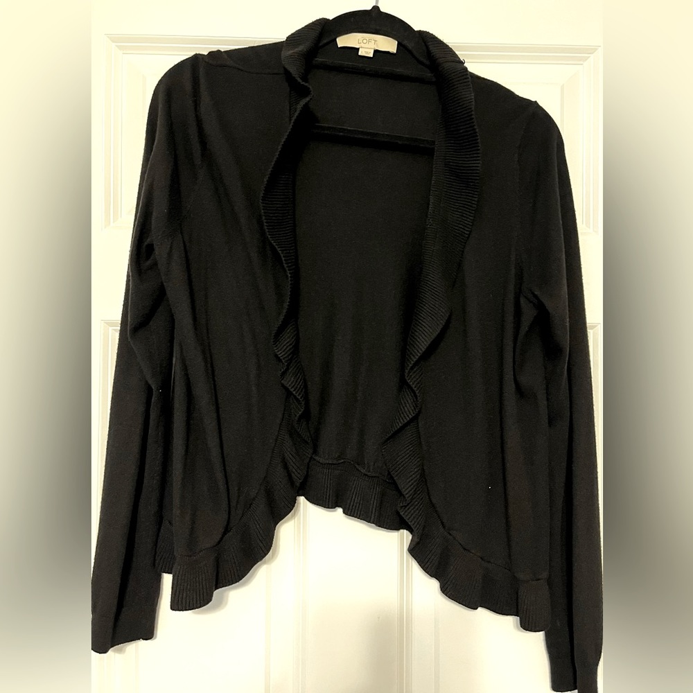 Loft black cardigan, size L